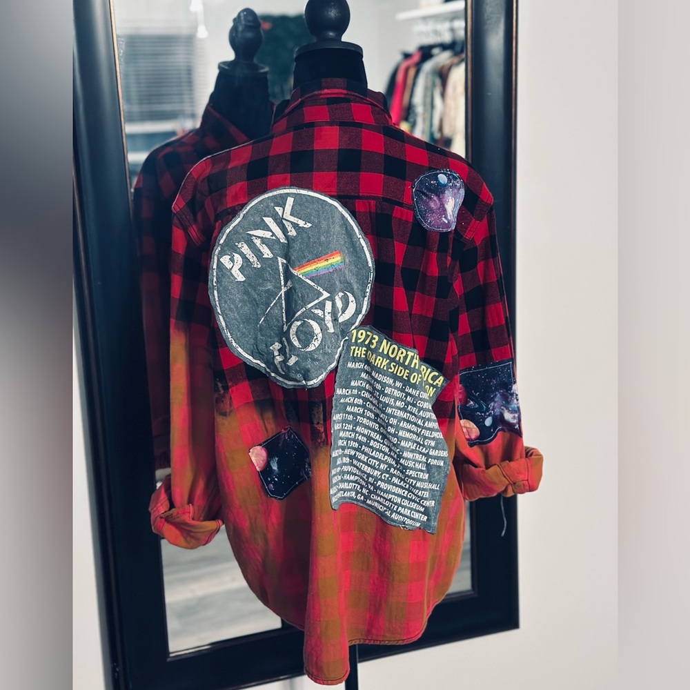UpCycled Pink Floyd Flannel